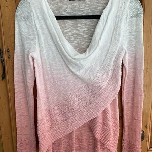 Spring long sleeve two-tone knit top